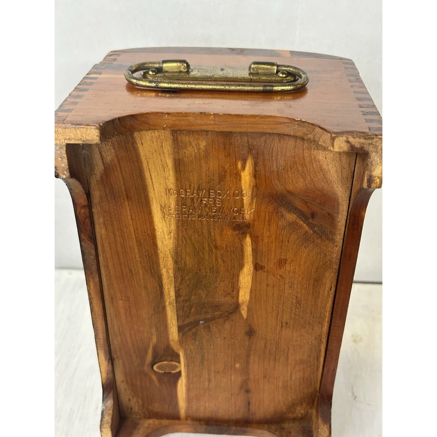 Vintage 1926 McGraw Box Company Cedar Jewelry Box — Rounded Treasure Chest Top — Brass Hardware