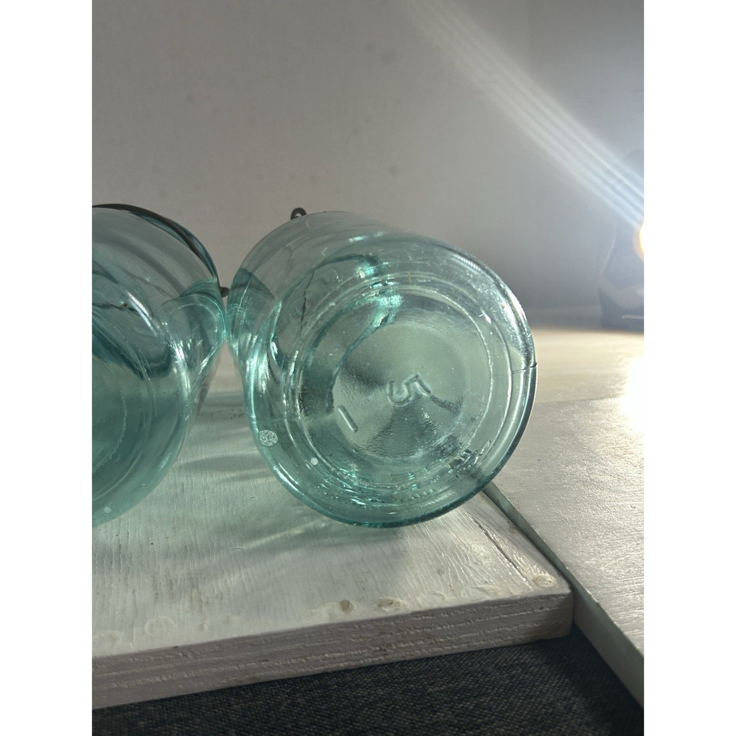 Lot of 3 Ball Ideal Blue Wire Bail Mason Jars Pat’d 1908 Vintage Quart Set. RARE