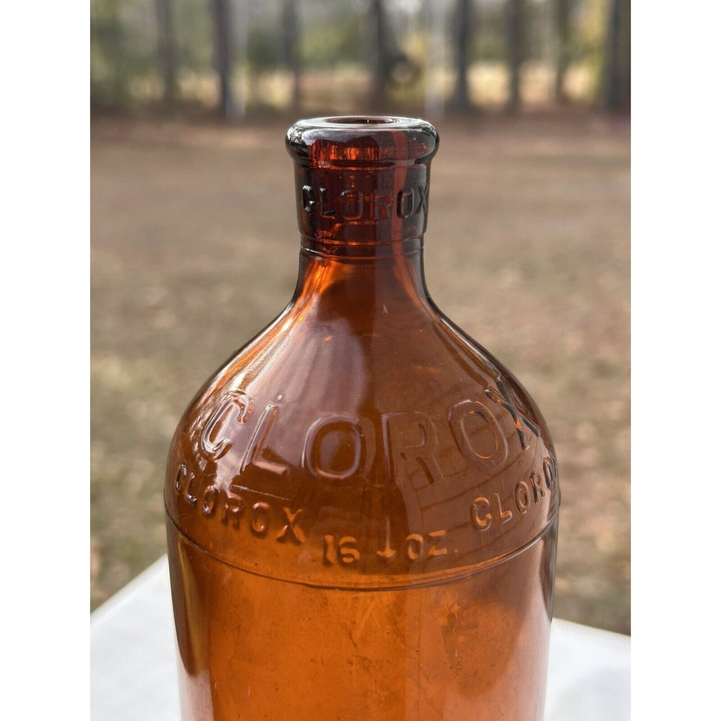 Rare 1929 first year Clorox amber bottle all angles