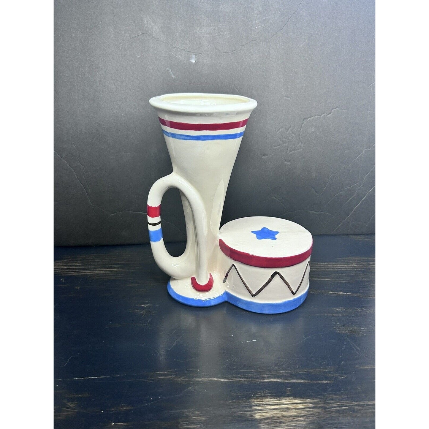 Hull Pottery 2016 Horn and Drum vase back view — full profile, HPA commemorative edition art pottery