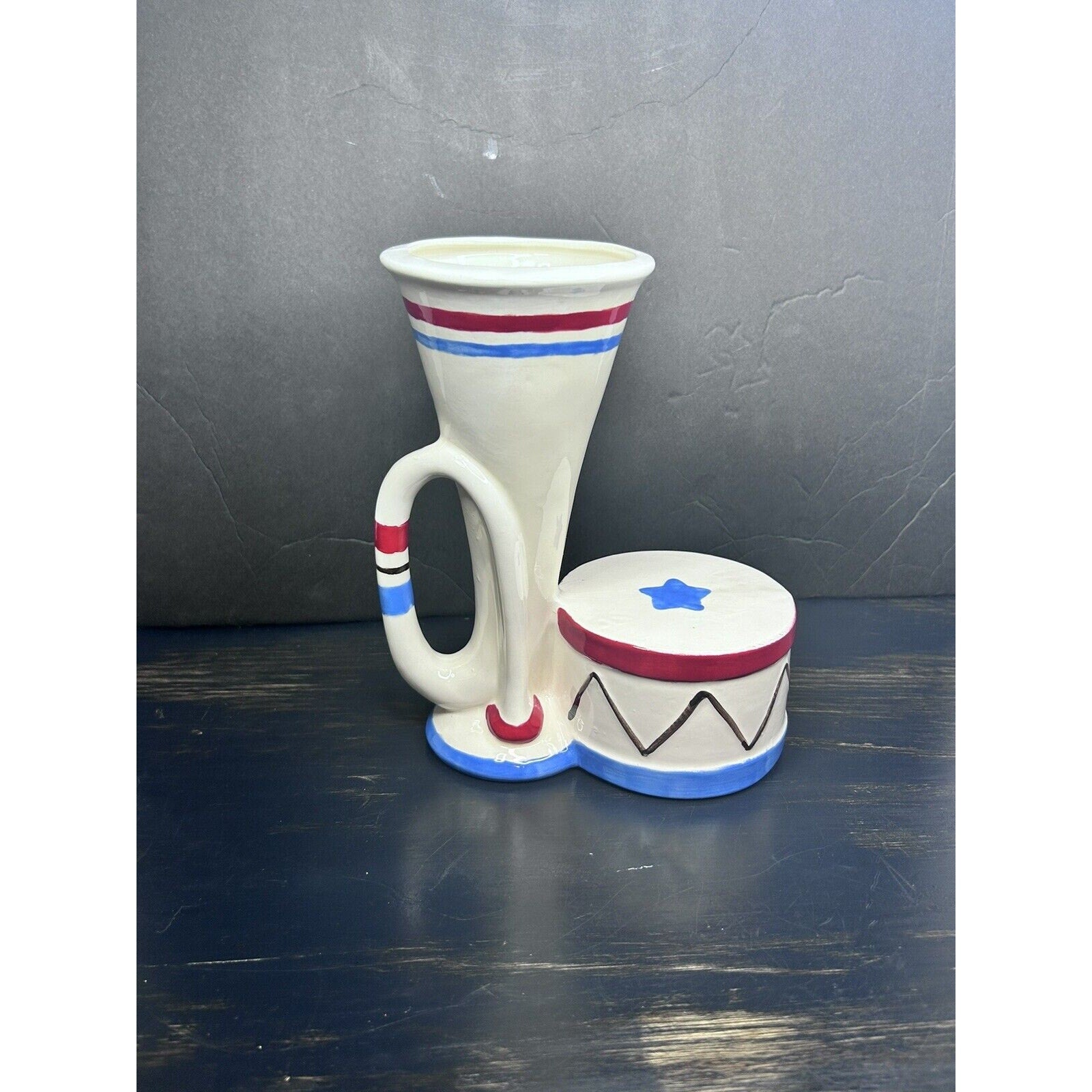 Hull Pottery 2016 Horn and Drum vase back view — full profile, HPA commemorative edition art pottery