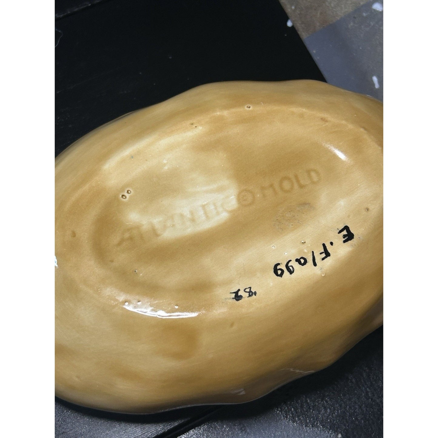 Vintage Ceramic Potato Dish Atlantic Mold Signed E. Flagg 1982 Lidded Server