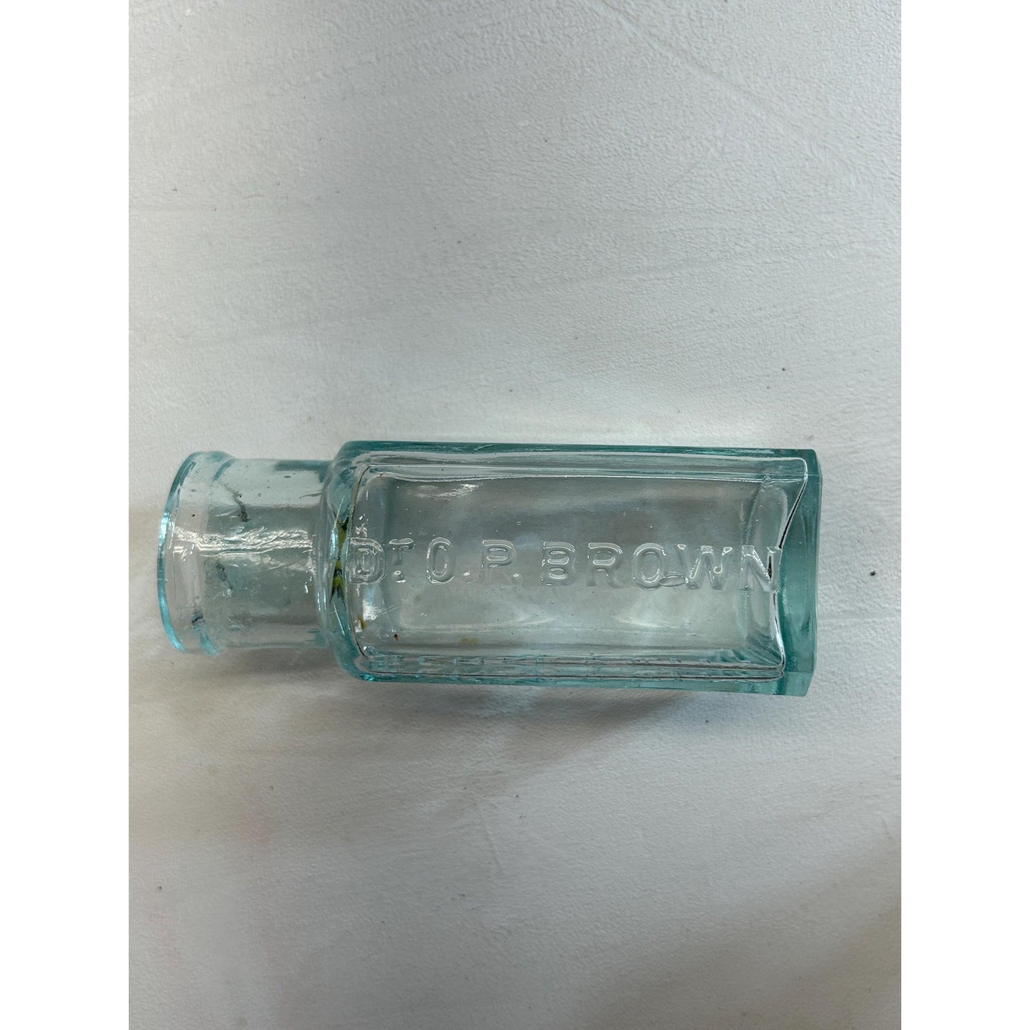 Antique Dr. O.P. Brown Medicine Bottle – Aqua Blue Glass, Embossed Jersey City NJ – 1800s Patent Cure Pharmacy Apothecary Collectible. rare