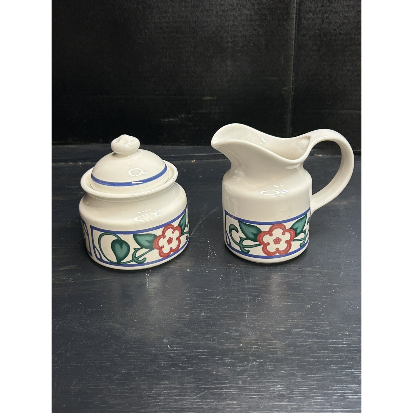 Vintage Rare Pfaltzgraff Arbor Vine Set of Creamer and Covered Sugar EUC MCM