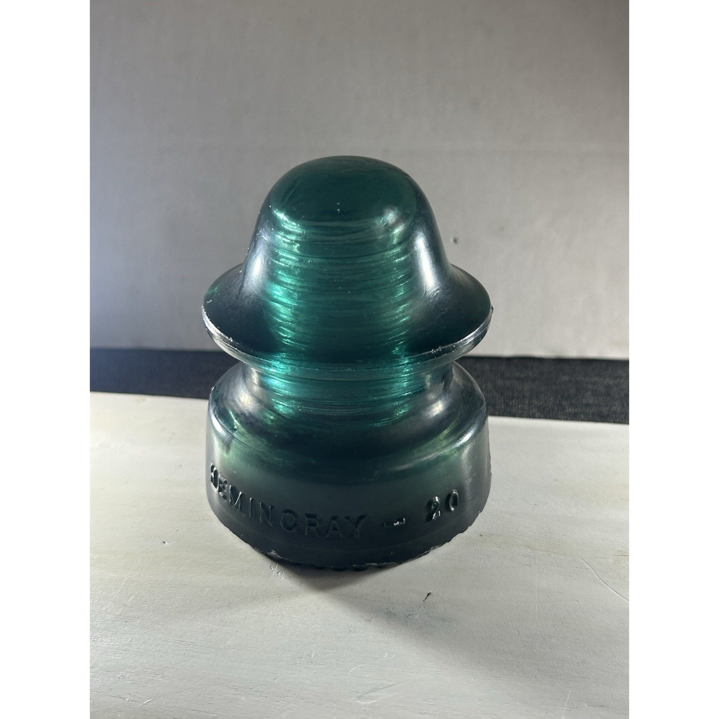 RARE Vintage Green Black Swirl Hemingray 20 Glass Insulator Matte Glass. Scarce!