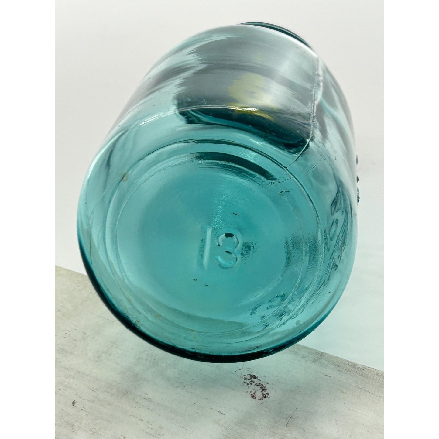 Antique Ball Perfect Mason Jar #13 Mold Aqua Quart w Original Zinc Lid 1920s