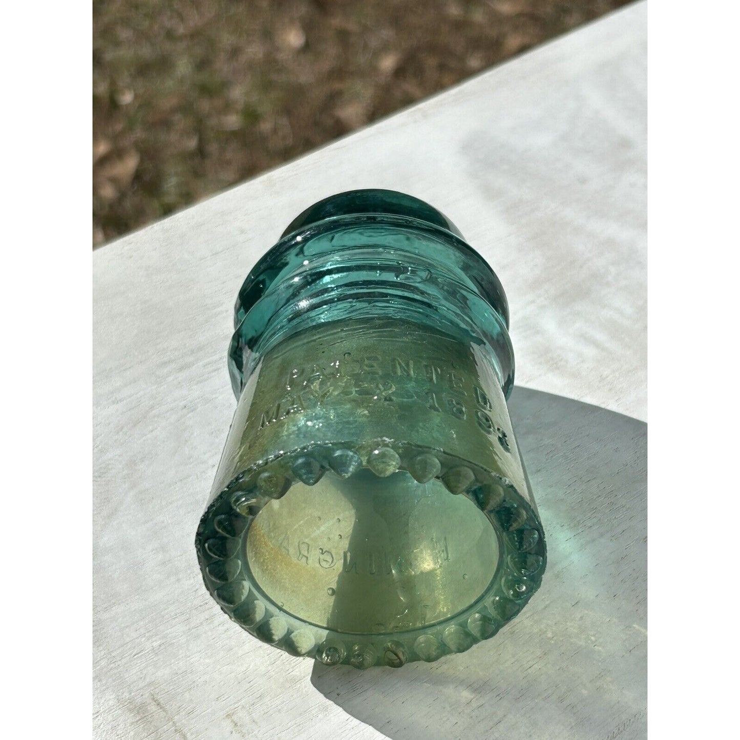 Antique Hemingray No. 9 Aqua Glass Insulator — Patent May 2 1893 — Embossed