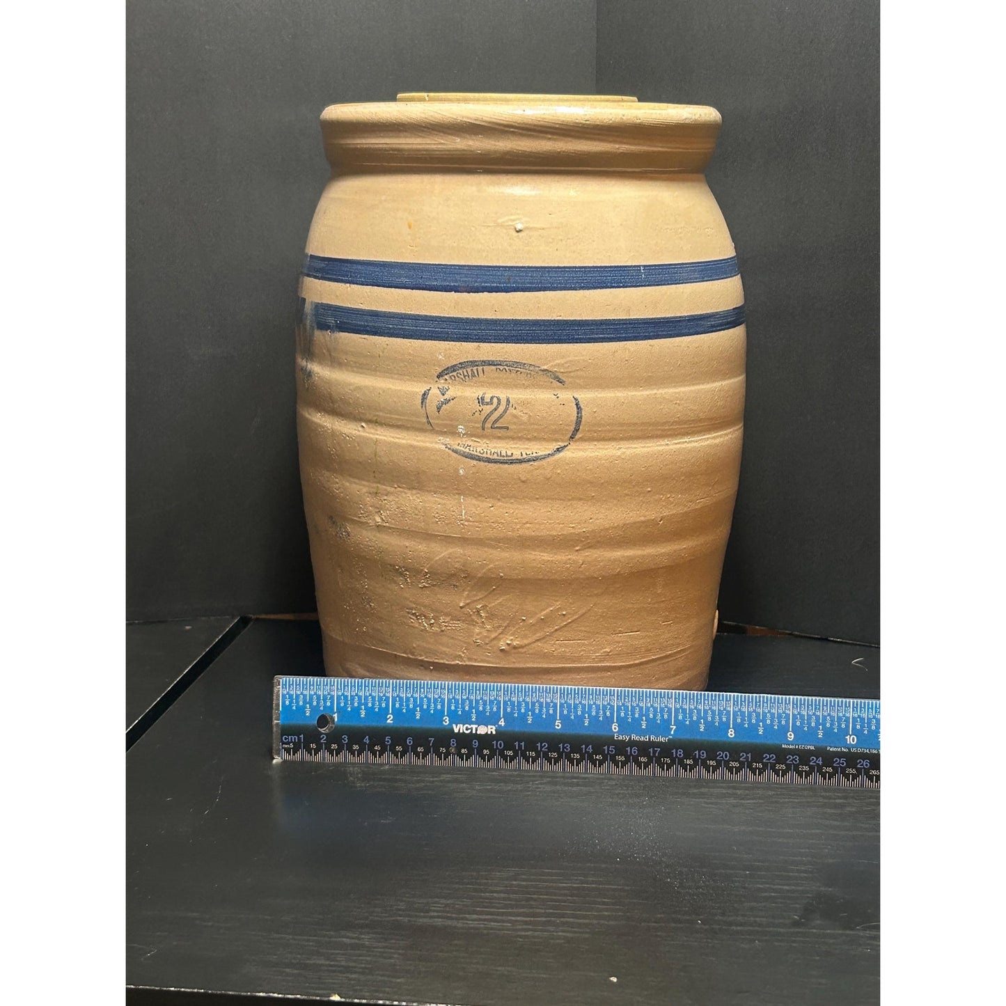 Antique Marshall Pottery 2 Gallon Butter Churn w/ Original Lid | Texas Stoneware Crock | Rustic Farmhouse Primitive Decor | 1930s–1950s