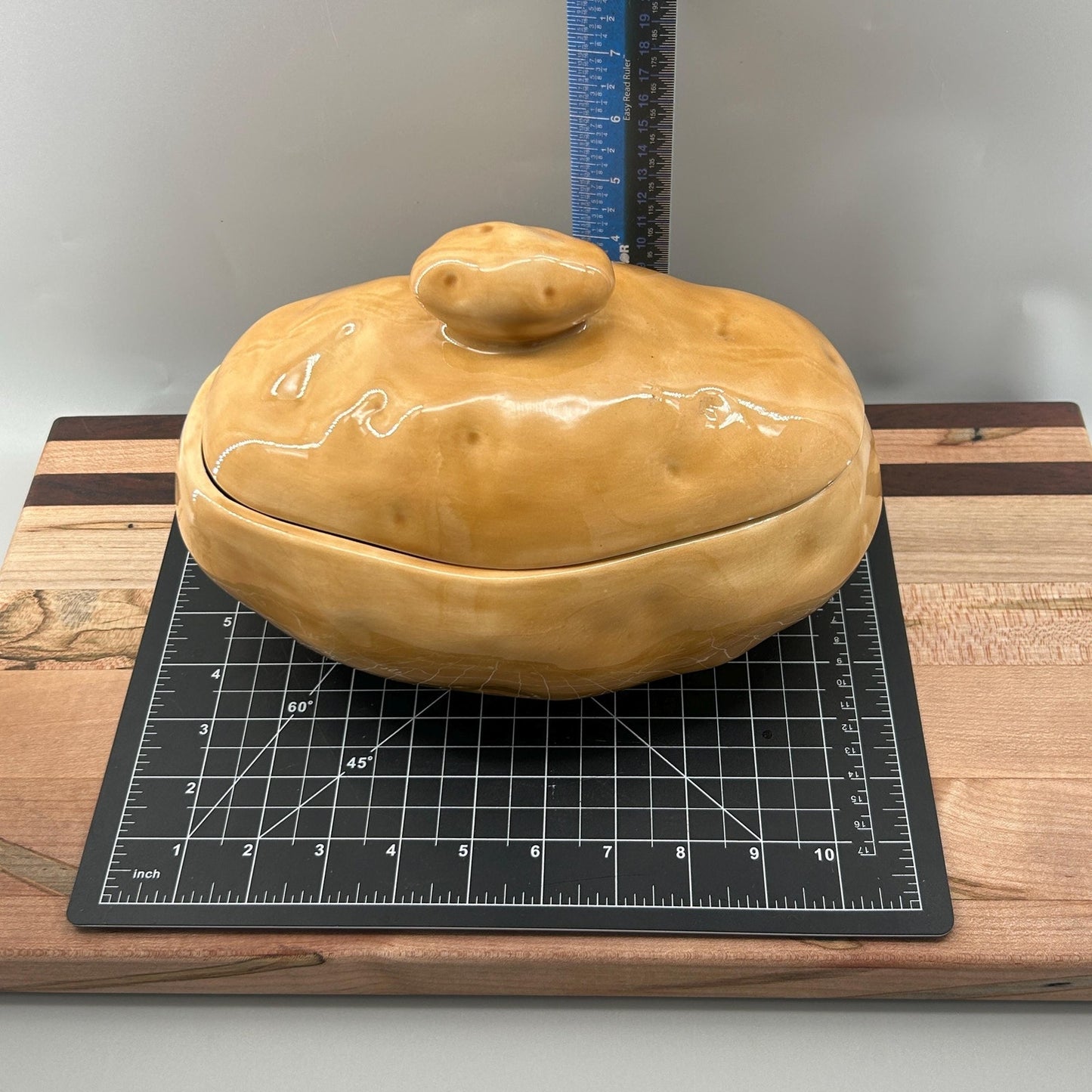 Atlantic Mold Potato Form Covered Dish • Novelty Lidded Potato Container • Studio Pottery Sculptural Ceramic • Signed 1981