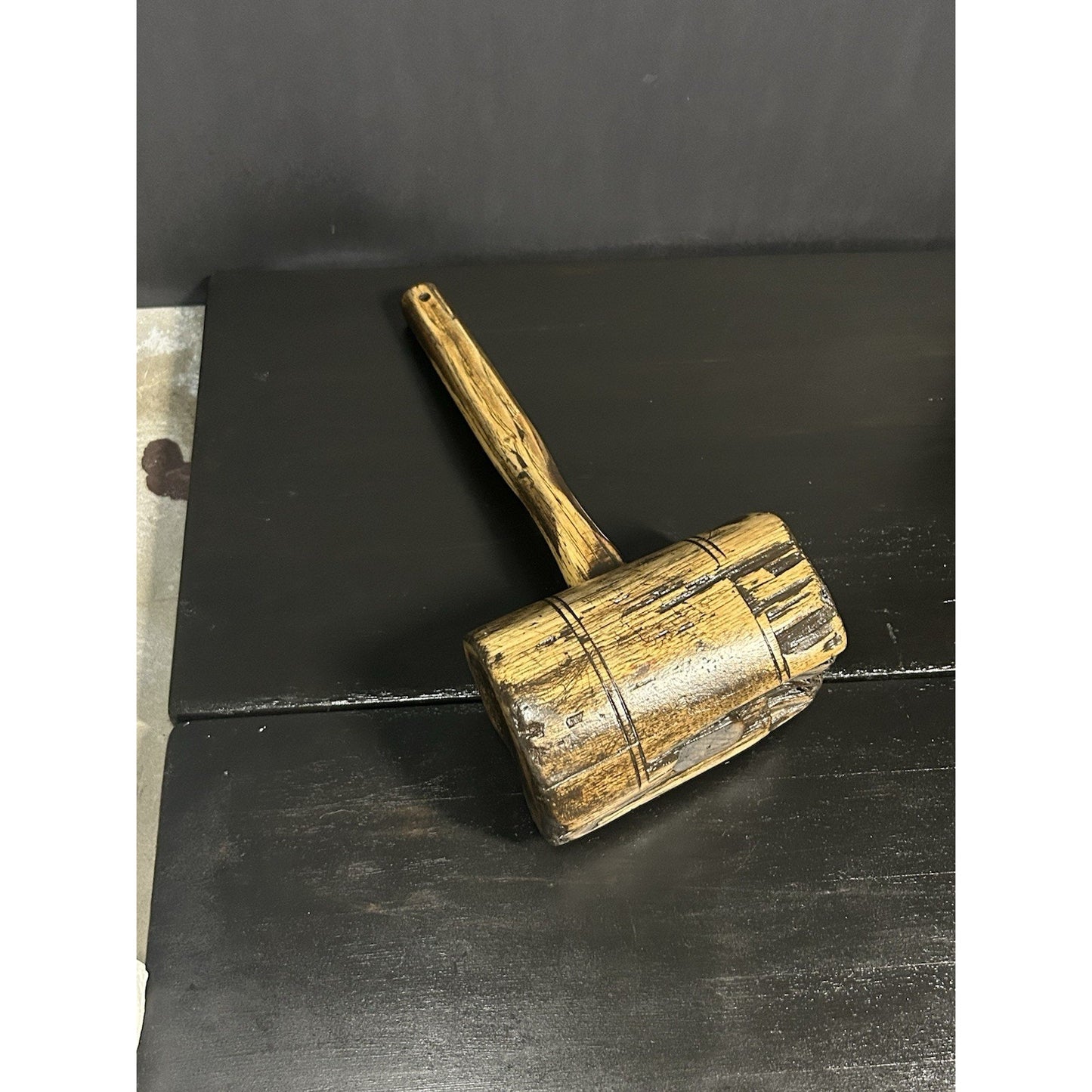 Antique Carpenter's Mallet — Early 1900s — Tight Original Handle — Solid Hardwood Joiner's Tool — Primitive Farmhouse Decor