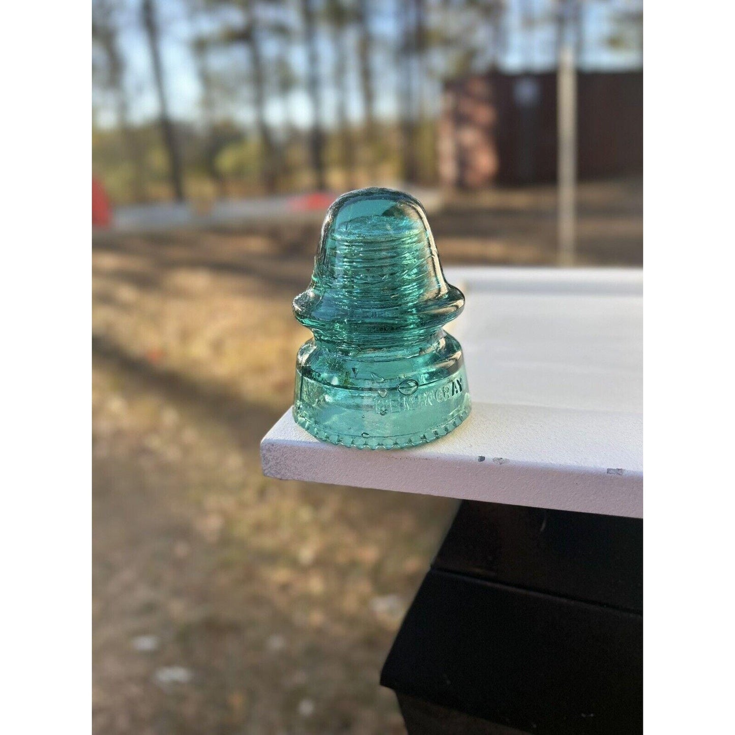Hemingray glass insulator No 19 Green CD 162 SDP. Lots Of Bubbles! Very Rare. Gorgeous color! Extremely valuable glass insulator. MCM