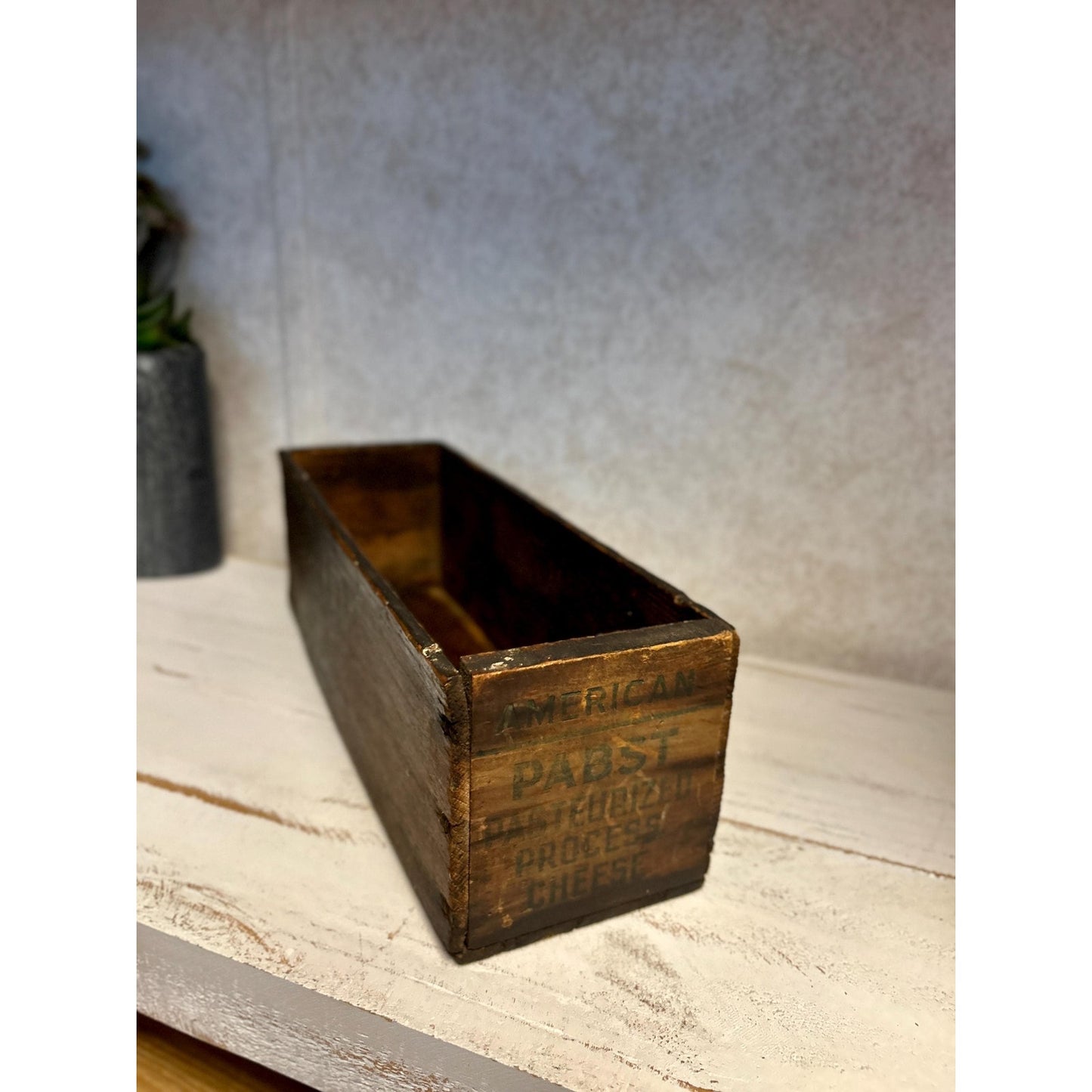 Antique Pabst Cheese Crate Wood Advertising Box Chicago IL Blue Label Pabst Blue Ribbon Related Farmhouse Decor