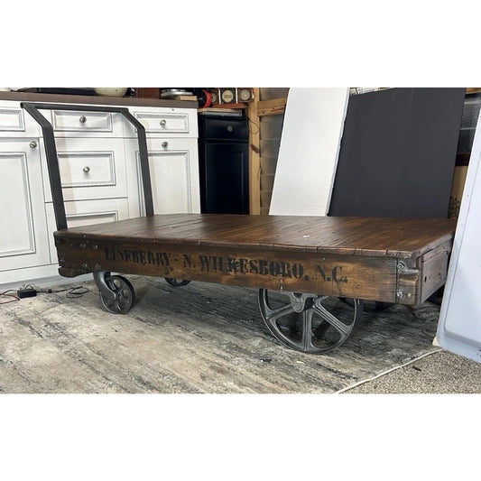 Authentic 1800's Antique Factory Cart / Coffee table. Restored. Industrial