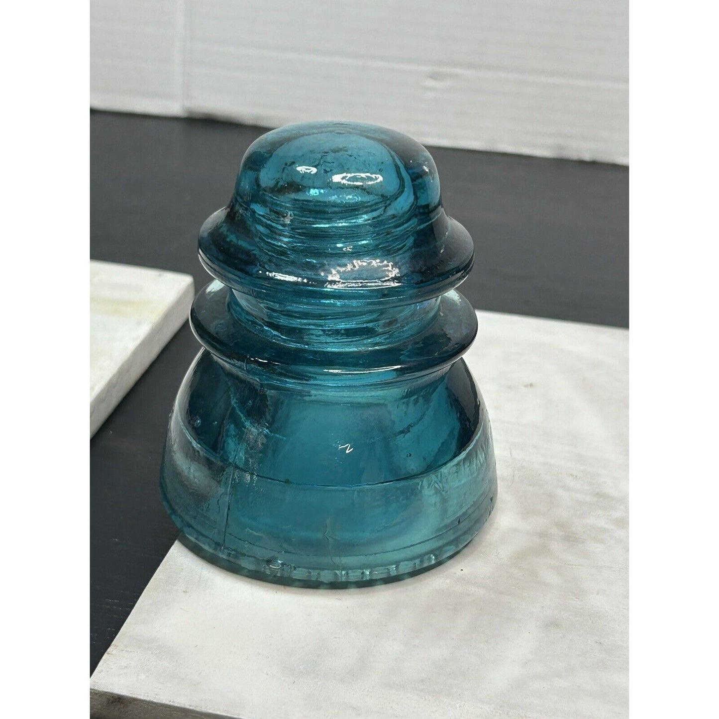 Vintage Hemingray 42 teal aqua insulator drip points