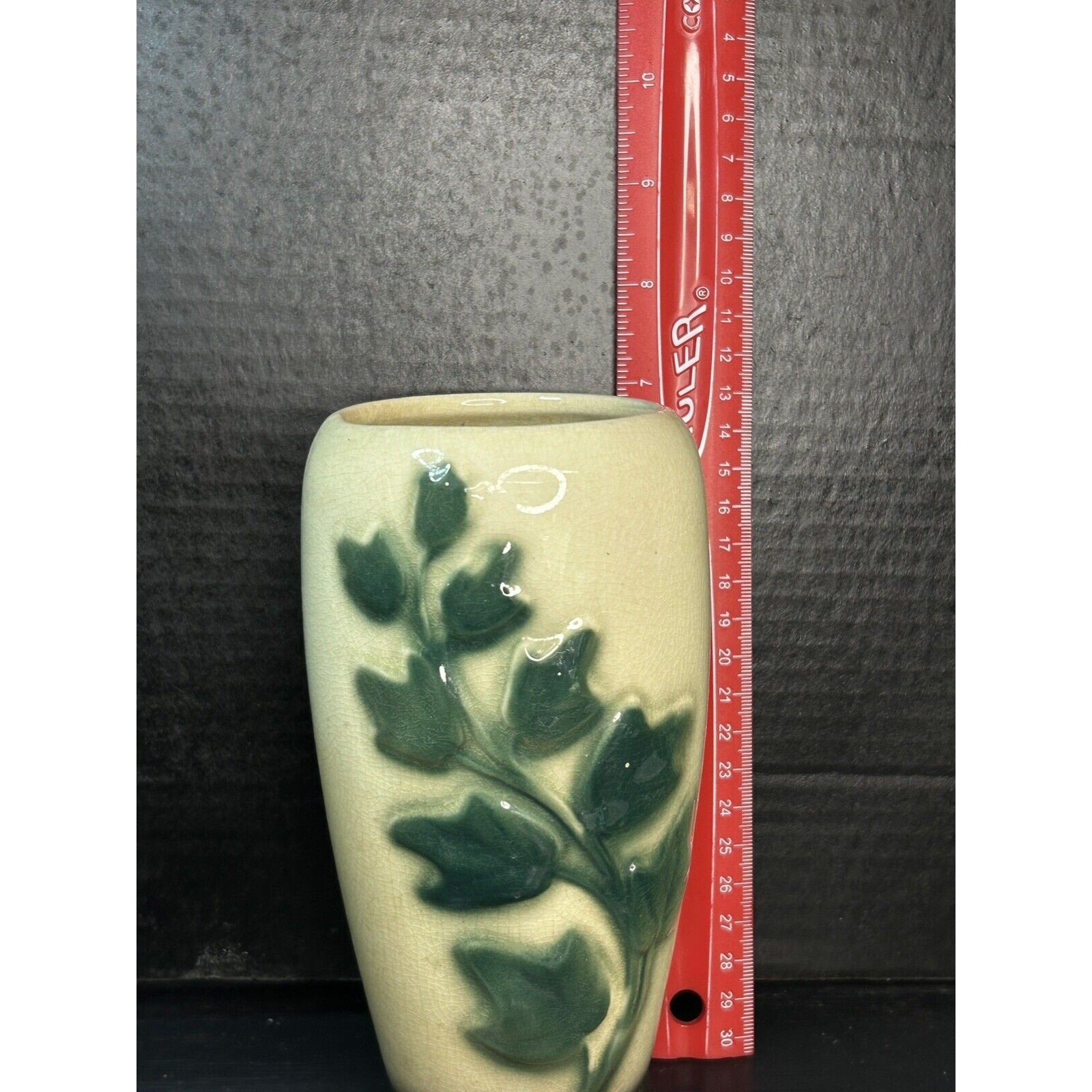 Porcelain flower vine 8 inch vase natural light color detail