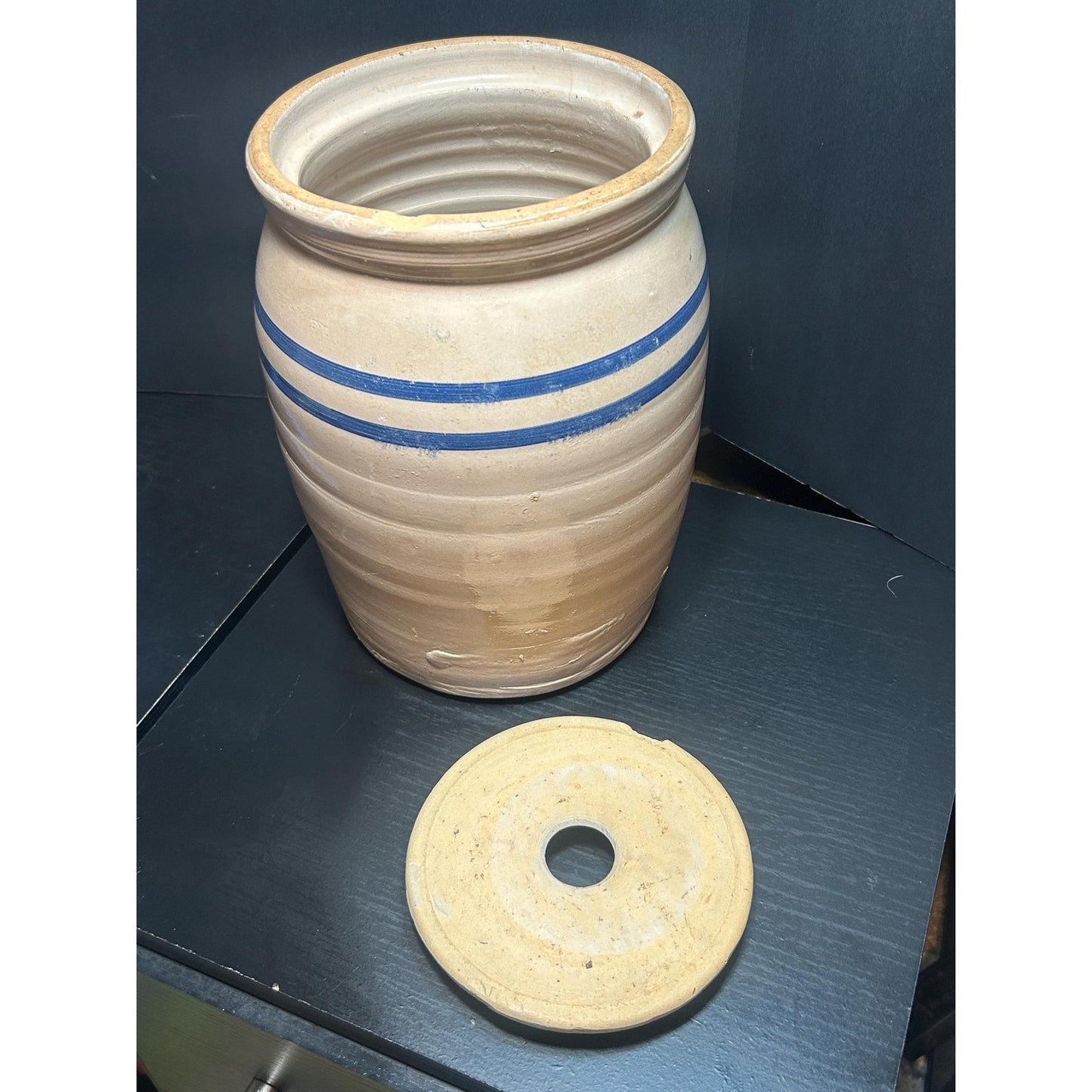 Antique Marshall Pottery 2 Gallon Butter Churn w/ Original Lid | Texas Stoneware Crock | Rustic Farmhouse Primitive Decor | 1930s–1950s