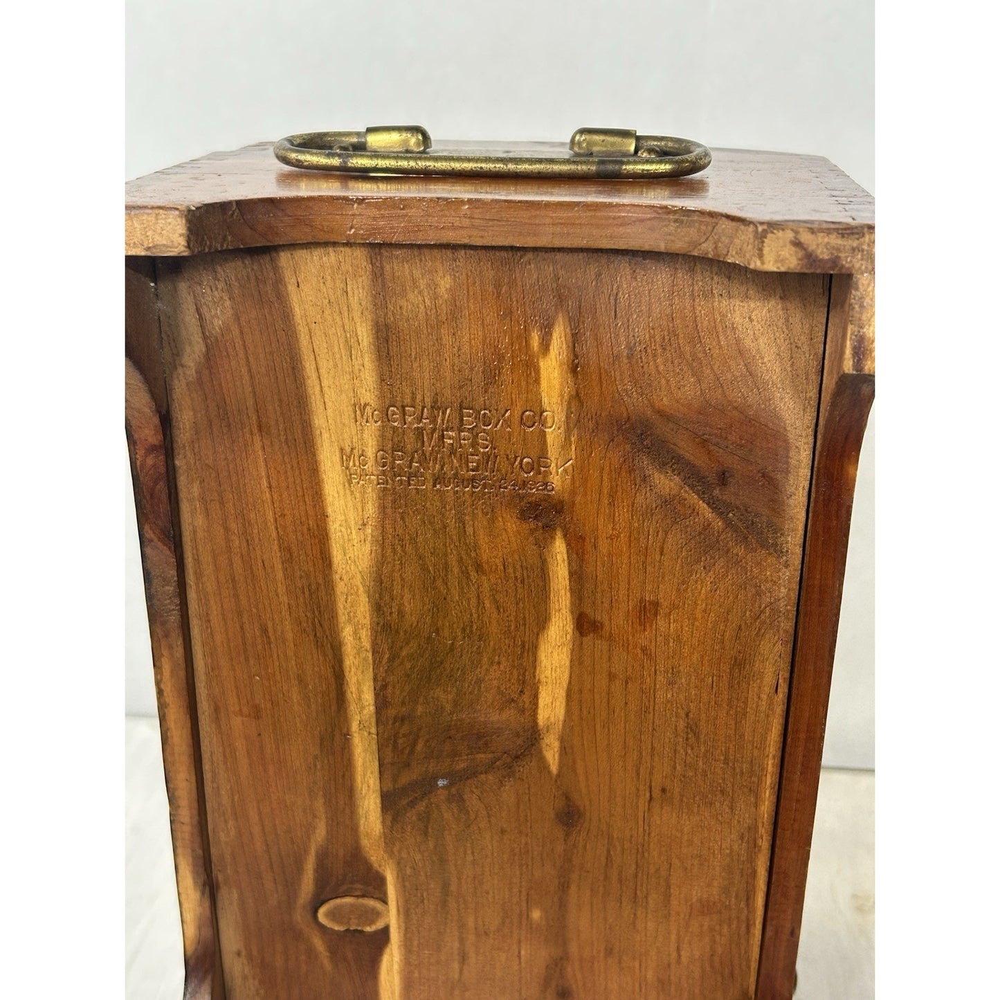 Vintage 1926 McGraw Box Company Cedar Jewelry Box — Rounded Treasure Chest Top — Brass Hardware