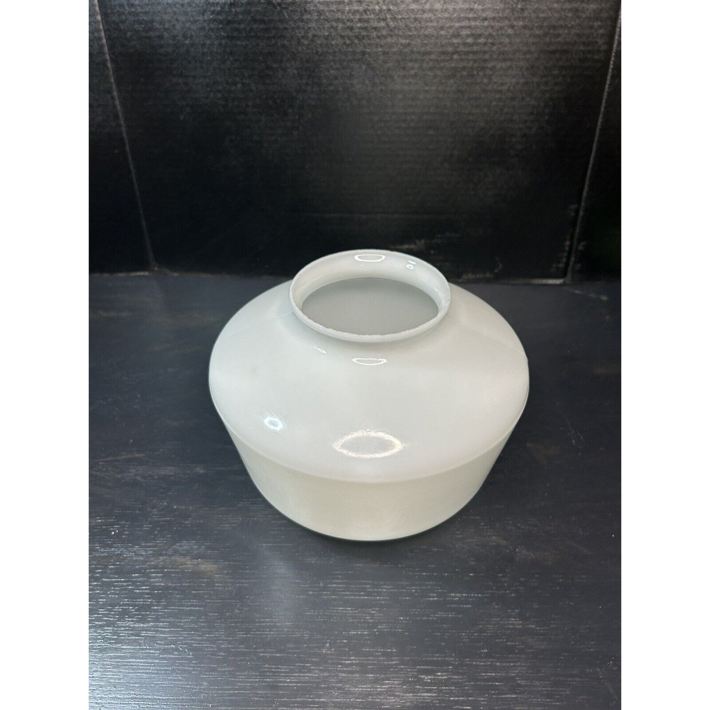 MCM milk glass schoolhouse ceiling shade all angles