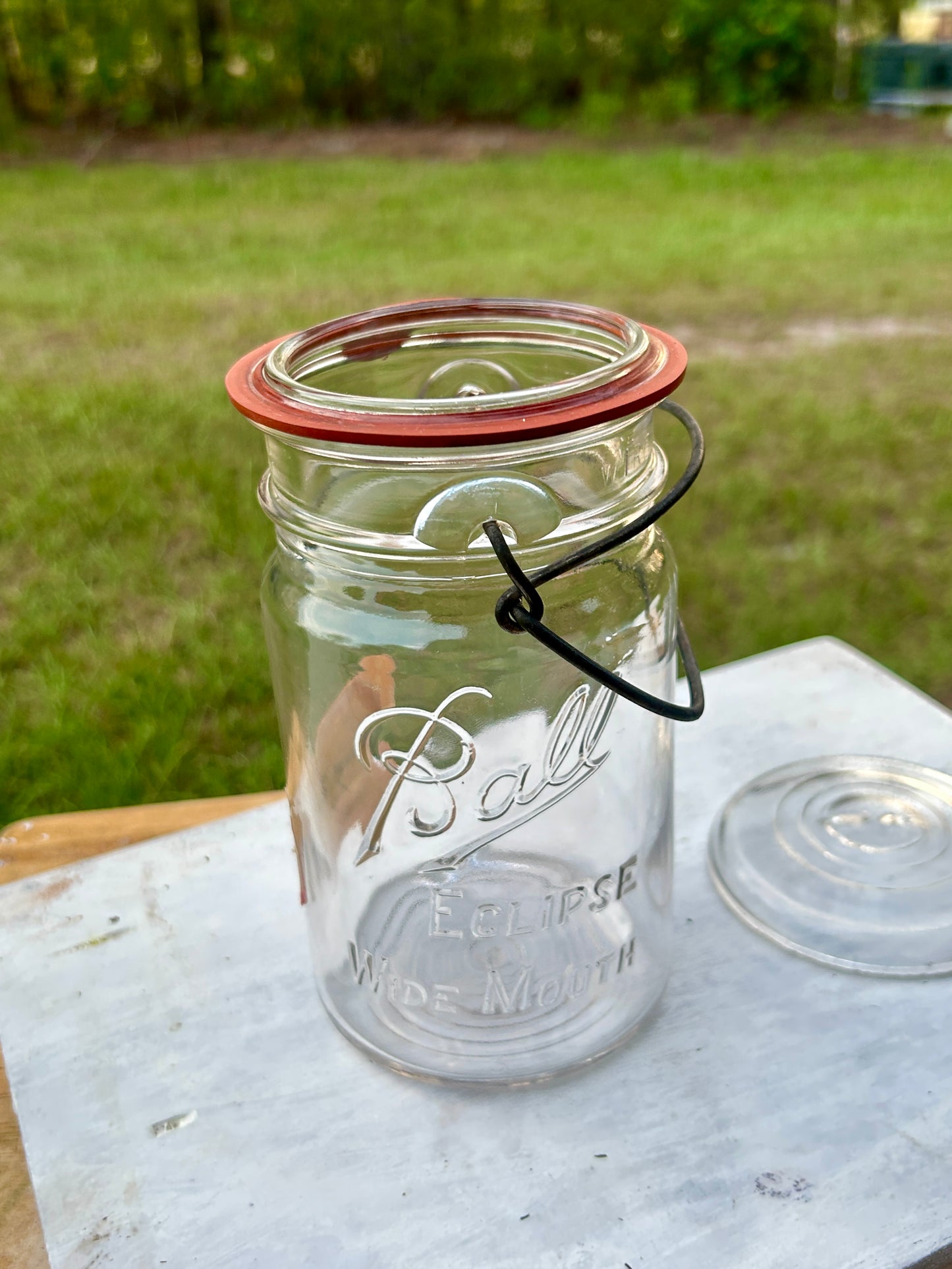 Scarce Complete Ball Eclipse Wide Mouth Jar With Glass Lid & Old Paper Label