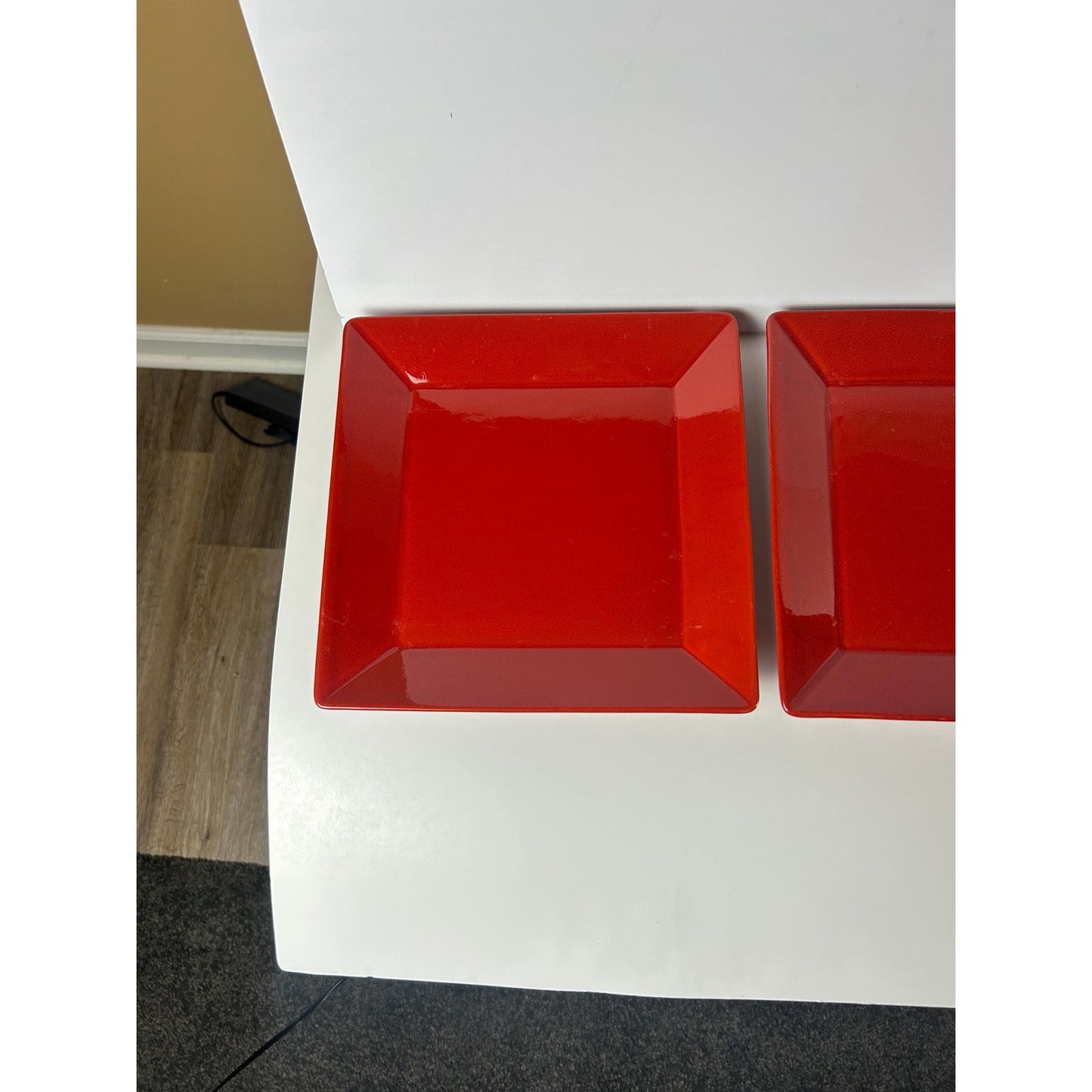 Waechtersbach Red Square Plates Set of 3 – Candy Apple Red Dinner Plates – Modern German Stoneware • Holiday Table Decor • 10”