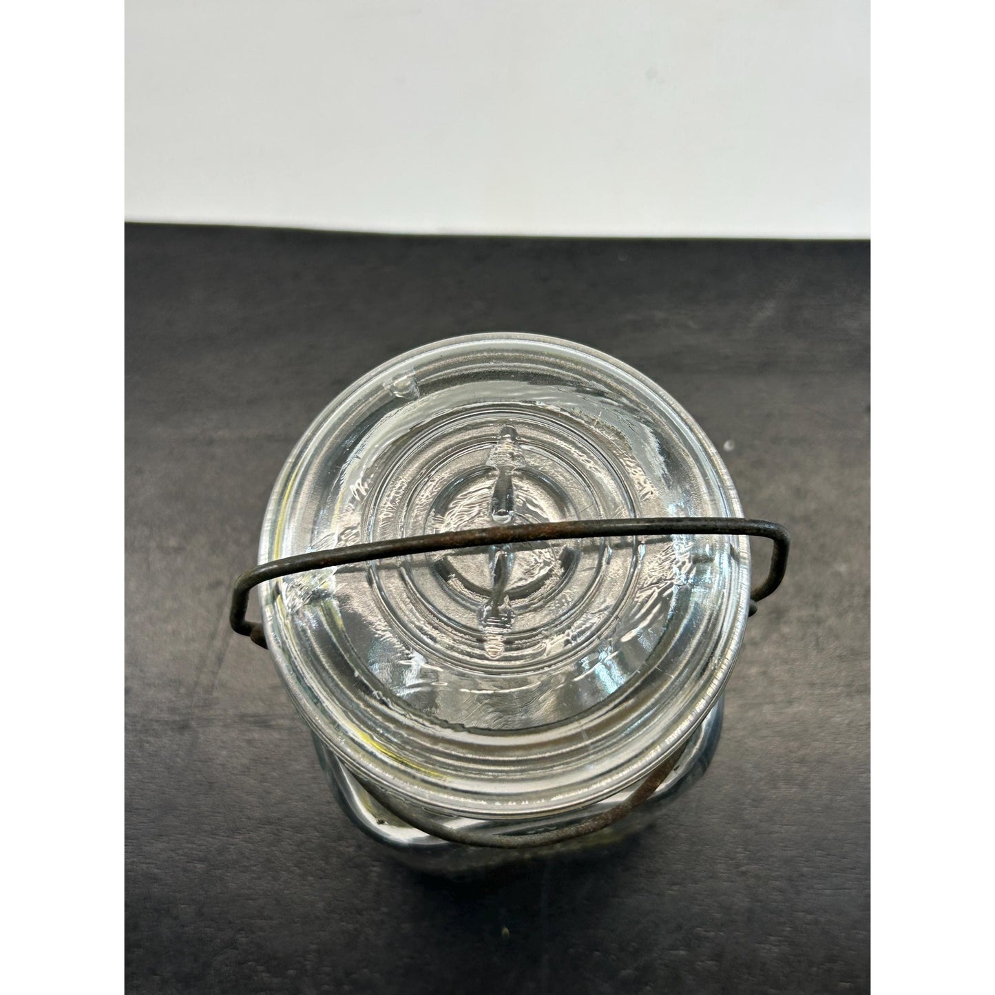Vintage 1930s–1950s Queen Wide Mouth Square Glass Canning Jar with Wire Bail Lid – Dominion Glass Canada Antique Farmhouse Kitchen Storage