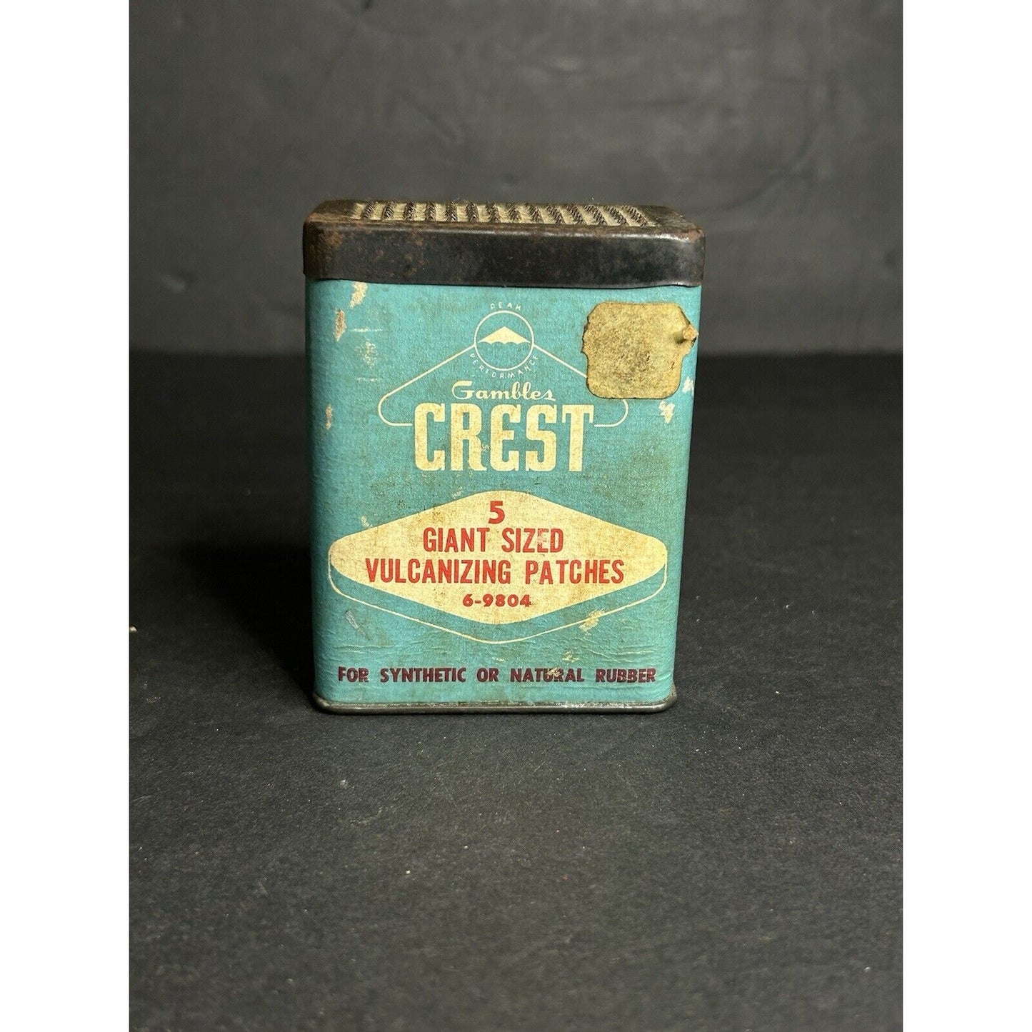 Antique Crest Vulcanized Rubber Tire Patch Advertising Tin with Patches BNIB