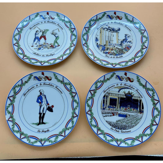 French Revolution Bicentennial Plate Set • Apilco France Porcelain • Bastille Lafayette Estates General • 1989 Wall Decor