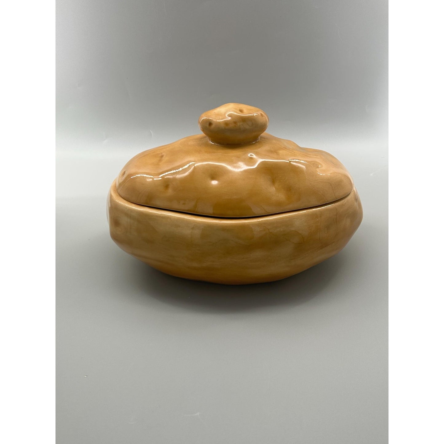 Atlantic Mold Potato Form Covered Dish • Novelty Lidded Potato Container • Studio Pottery Sculptural Ceramic • Signed 1981