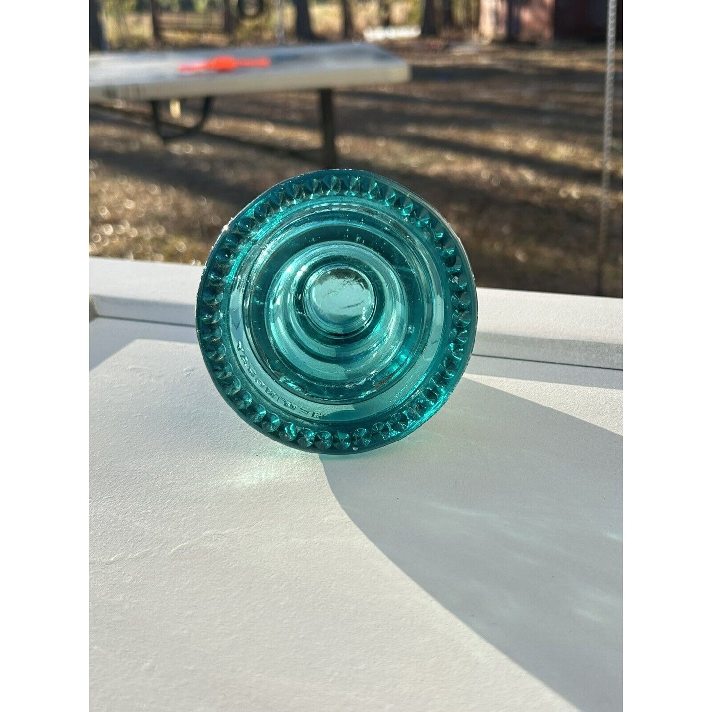 Hemingray No 40 blue insulator crown top threading