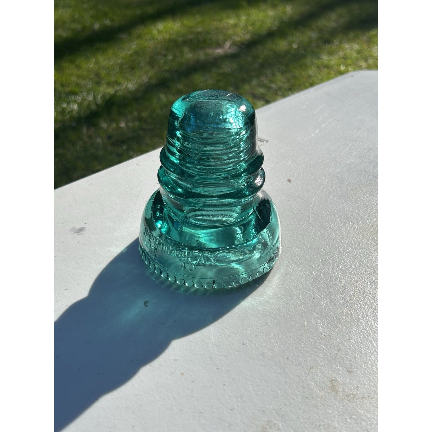 Antique Hemingray Petticoat Aqua Glass Insulators — Patent May 2 1893 — Matched Pair — Rare Style