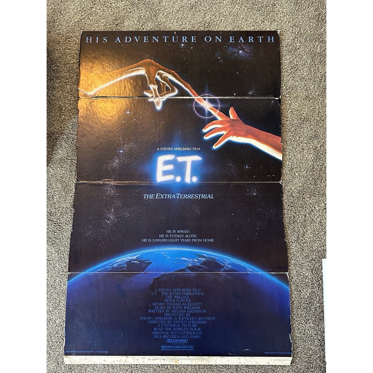 Vintage 1982 E.T. The Extra Terrestrial Original Movie Theater Standee Poster