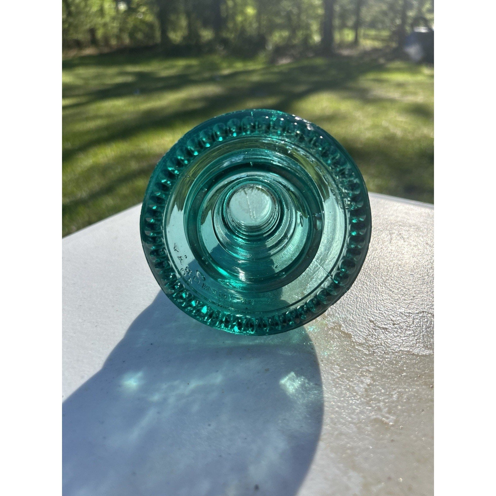 Rare Hemingray petticoat aqua 1893 patent glass insulator display