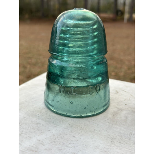 Antique H. C. & Co. Beehive Glass Insulator – EARLY! Aqua Green Telegraph Line – Early Hemingray Style – Primitive Industrial Decor. Rare