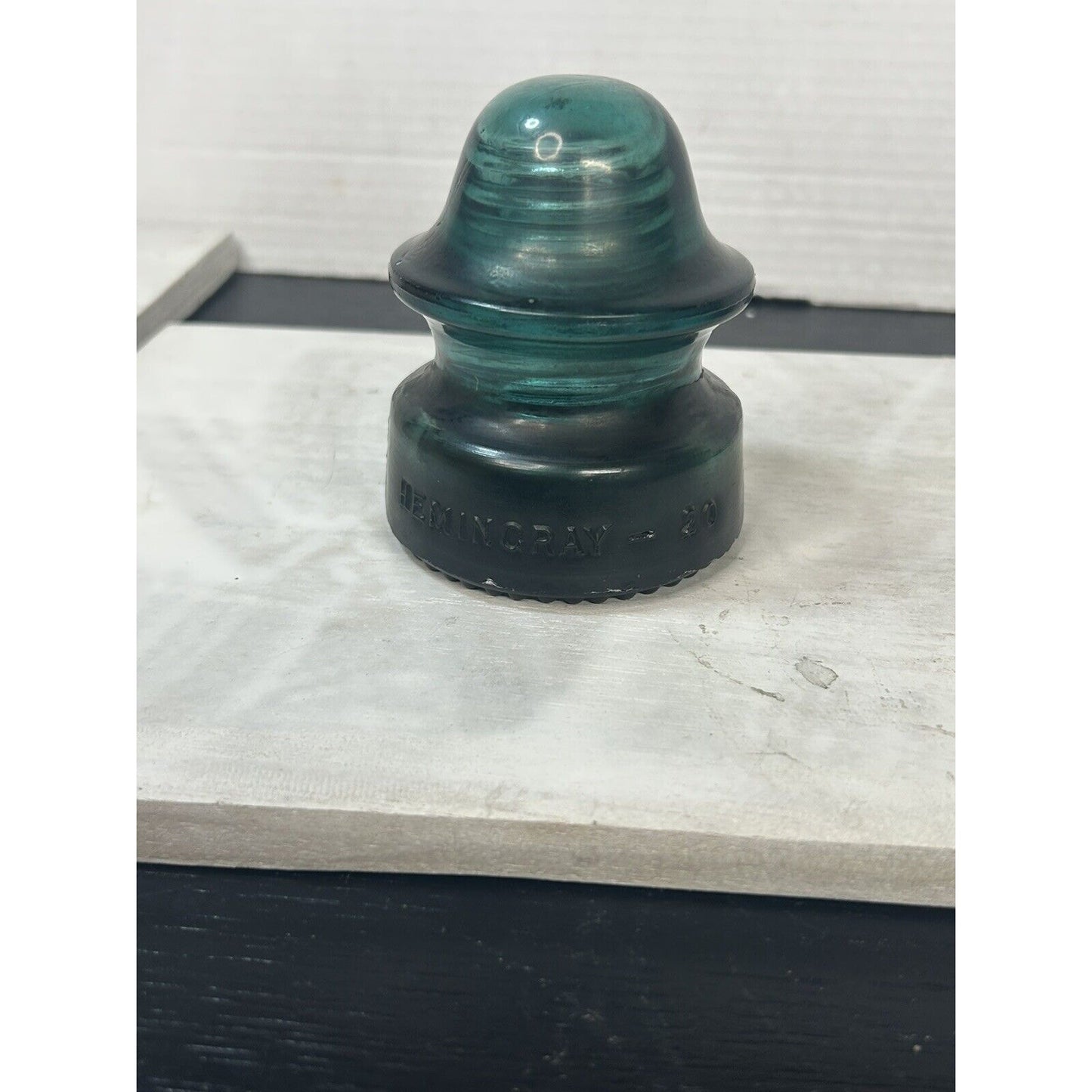 Hemingray No 20 dark green emerald insulator all angles