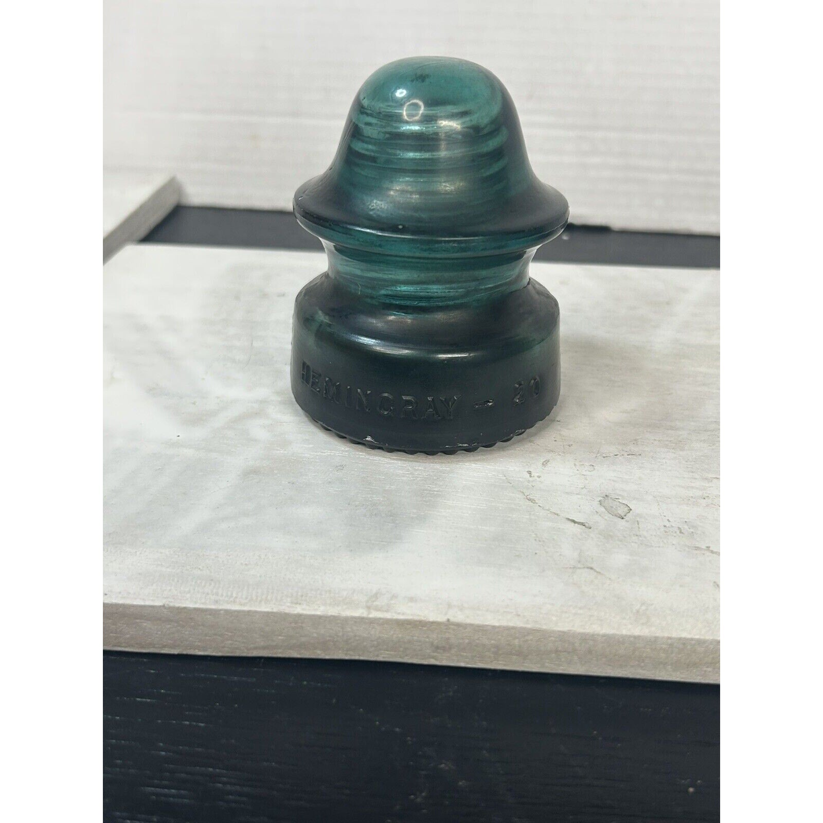 Hemingray No 20 dark green emerald insulator all angles