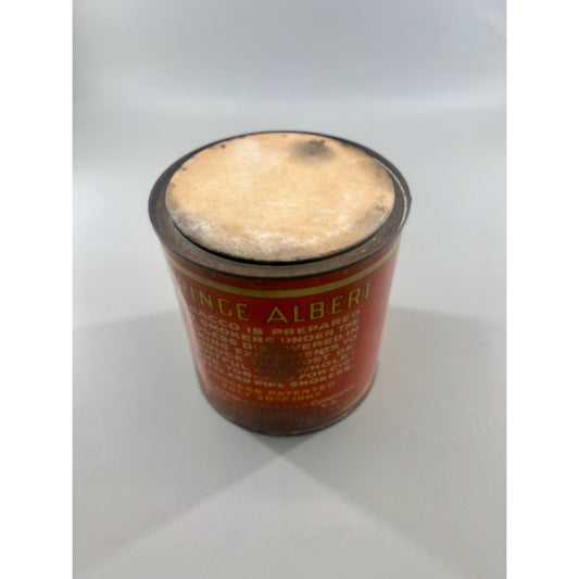 Vintage Prince Albert Tobacco Tin Crimp Cut RJR Reynolds Red Advertising Canister w Original Paper Insert Tobacciana Decor