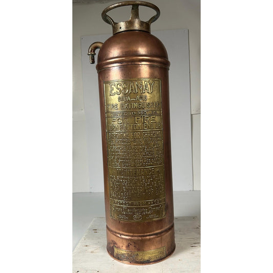Antique ESSANAY Soda - Acid Fire Extinguisher c. 1910s – Solid Copper & Brass – Complete Original Components – Collector Grade. Industrial
