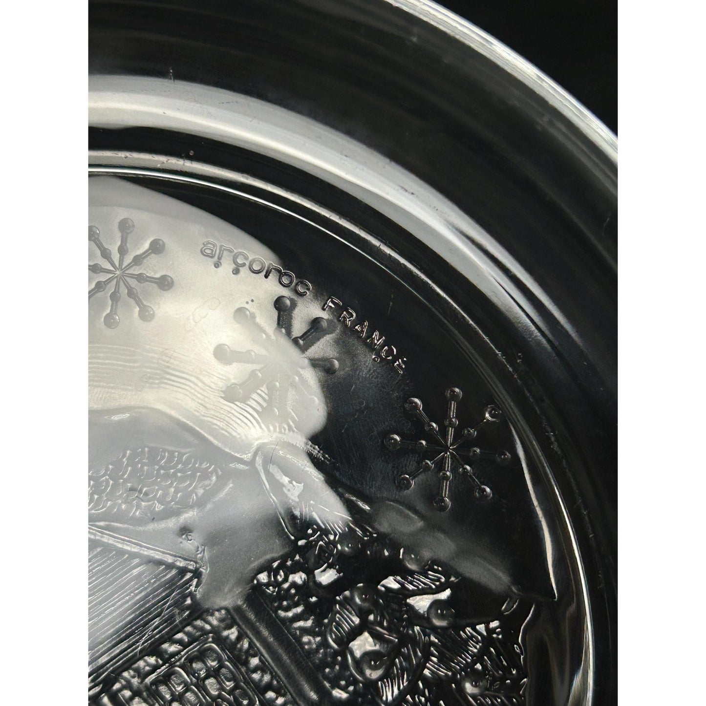 Arcroc “Welcome Home” Christmas Plates • Frosted Winter Cottage Glass Dessert Plates • Vintage Clear Holiday Snow Scene Set of 5 (7.75”)