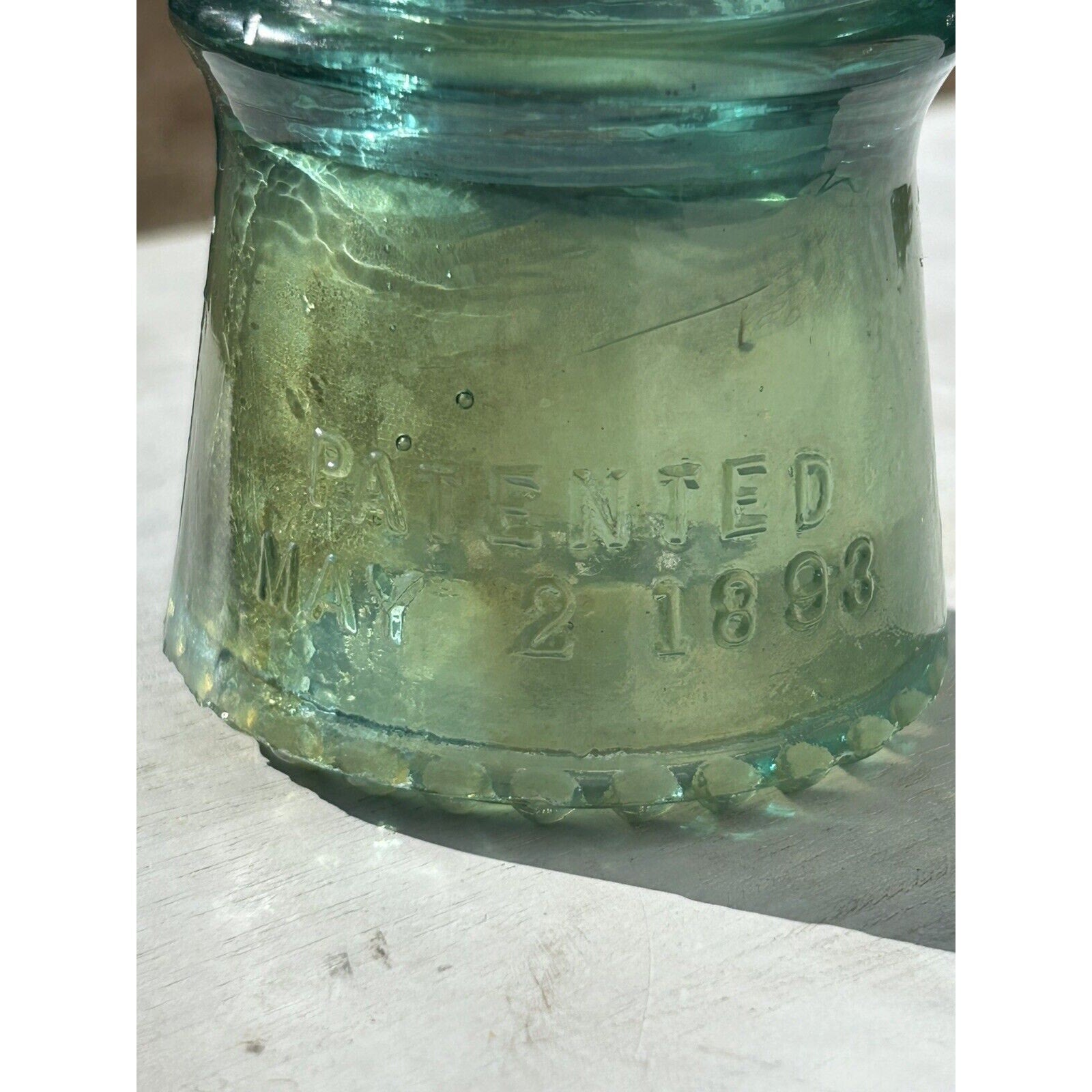 Rare Hemingray No 9 aqua 1893 insulator drip points
