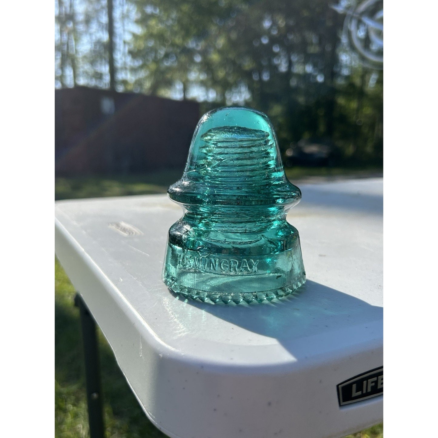 Antique Hemingray Petticoat Aqua Glass Insulator — Patent May 2 1893 — Second Example