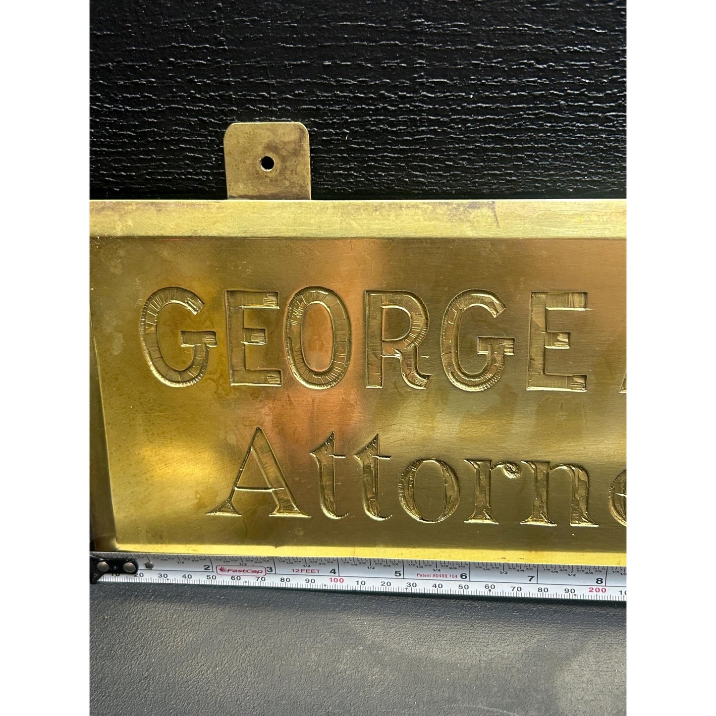 Restored Antique Brass Lawyer Sign – GEORGE A. BULLOCK Attorney at Law Plaque – Early 1900s Engraved Brass Law Office Sign. gorgeous shine!