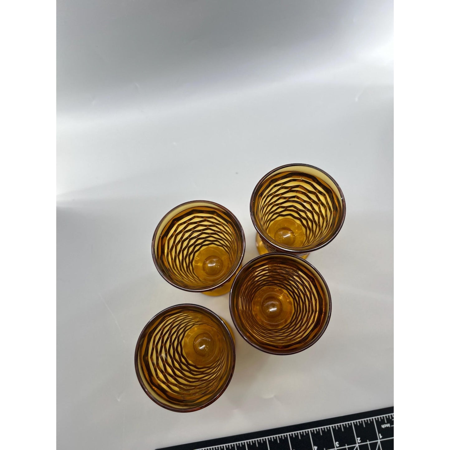 Vintage Indiana Glass Whitehall Cube Tumblers Set of 4 Amber Footed Glasses Mid Century Barware Retro Drinkware. Honey Brown Root Beer MCM