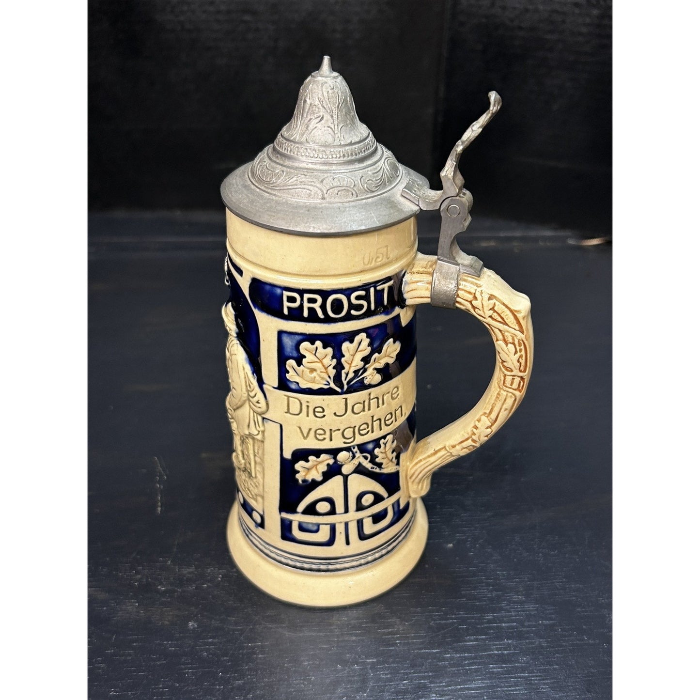 Marzi Remy Hohr 1902 stein pewter lid handle detail