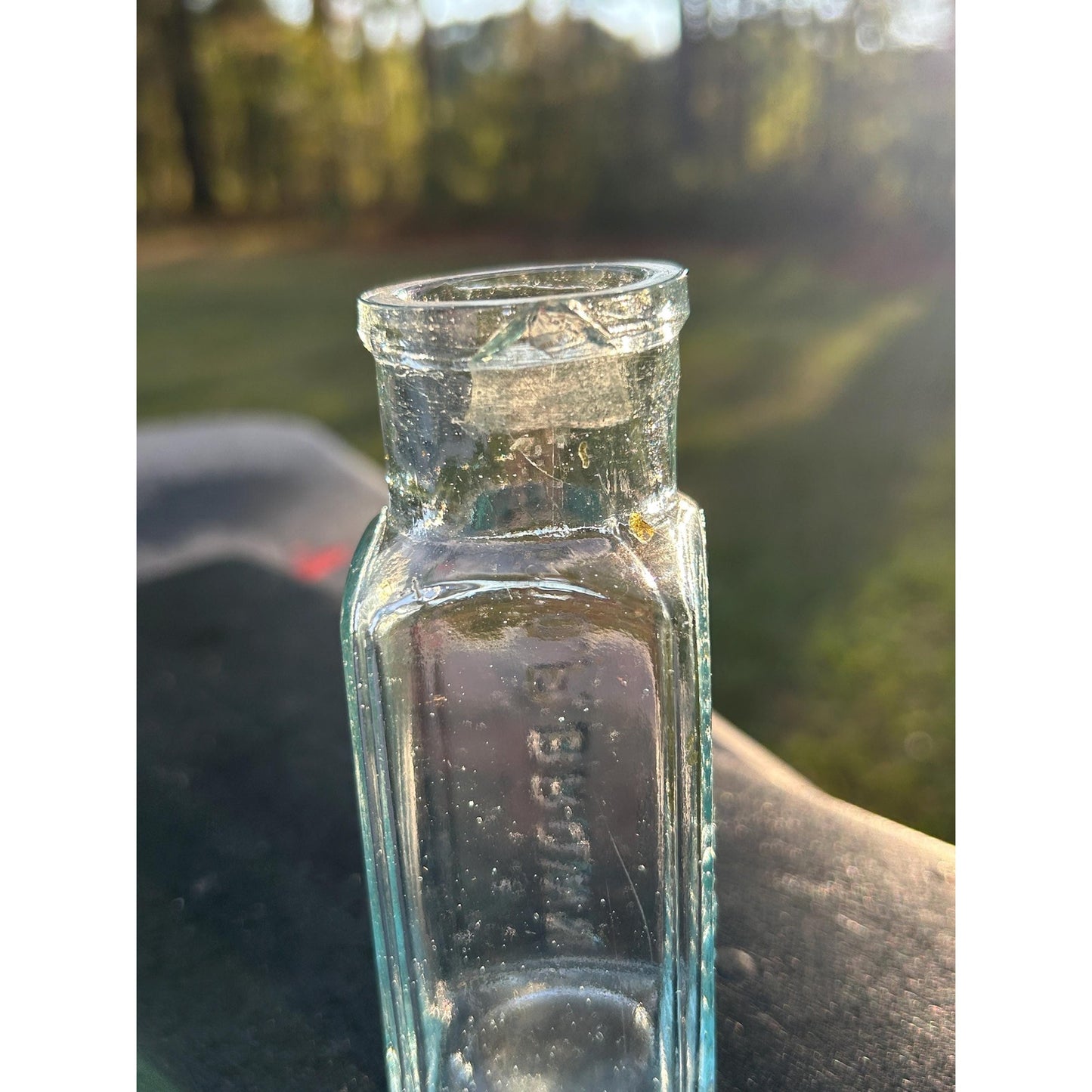 Antique Dr. O.P. Brown Medicine Bottle – Aqua Blue Glass, Embossed Jersey City NJ – 1800s Patent Cure Pharmacy Apothecary Collectible. rare