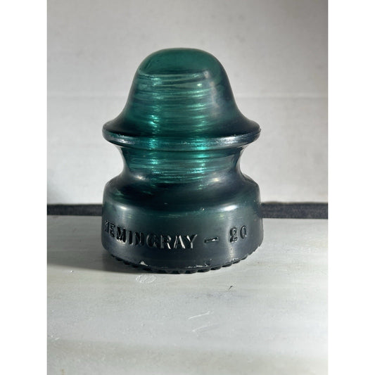 RARE Vintage Green Black Swirl Hemingray 20 Glass Insulator Matte Glass. Scarce!