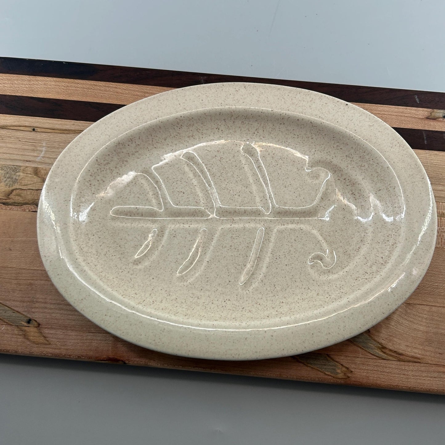 Vintage Red Wing USA Fish Platter Stoneware Fish Bone Serving Plate Speckled Mid Century Kitchen Seafood Dish 12 Inch Farmhouse