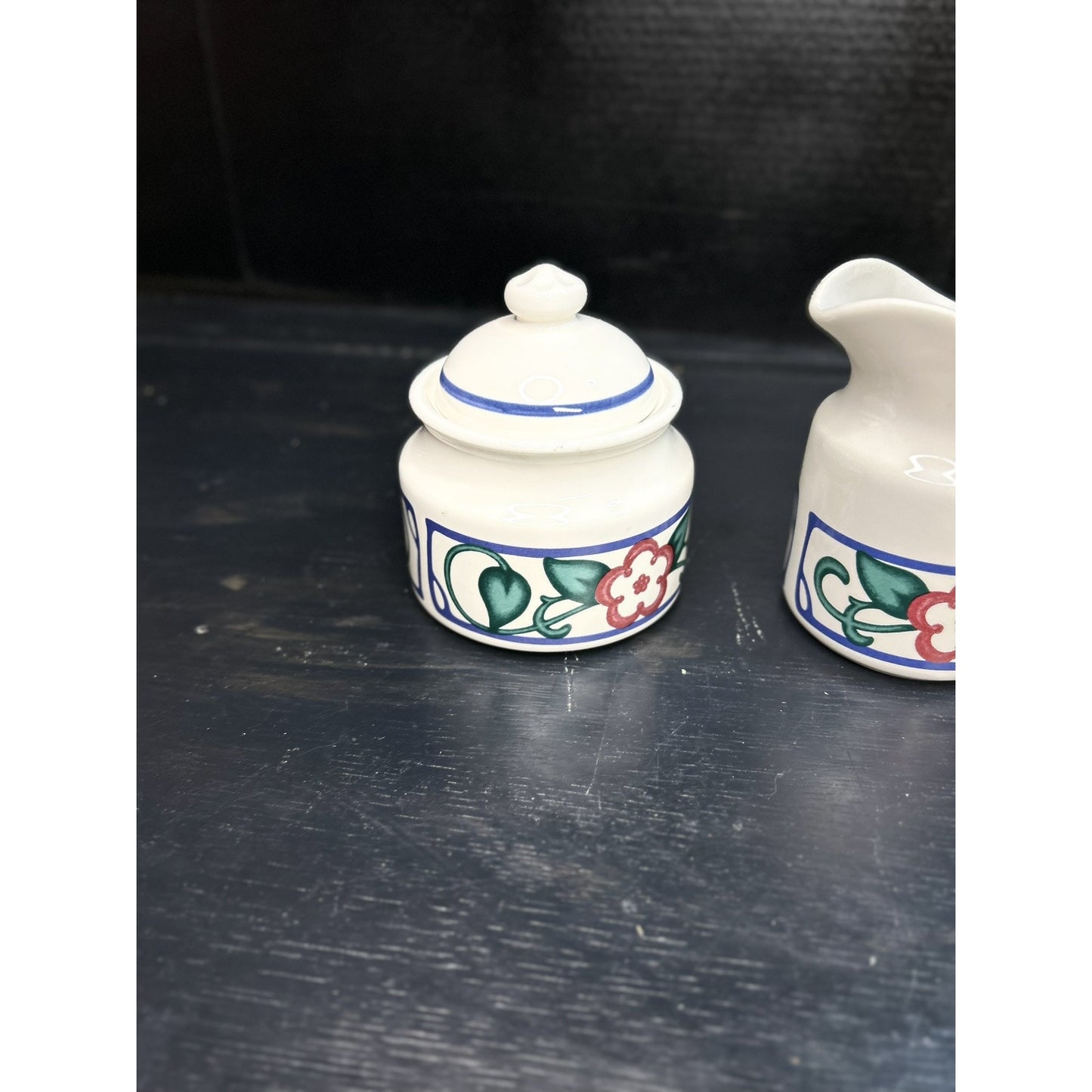 Vintage Rare Pfaltzgraff Arbor Vine Set of Creamer and Covered Sugar EUC MCM