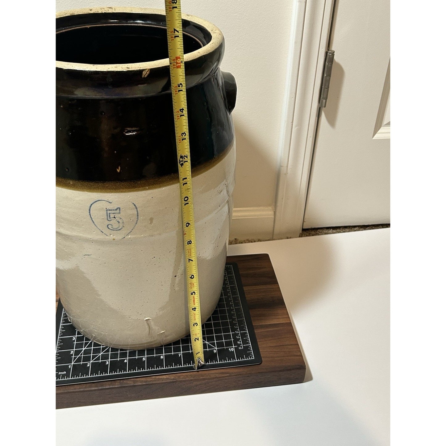 Antique Burley Winter 5 Gallon Stoneware Churn. Salt Glaze Crock W/ Albany Slip