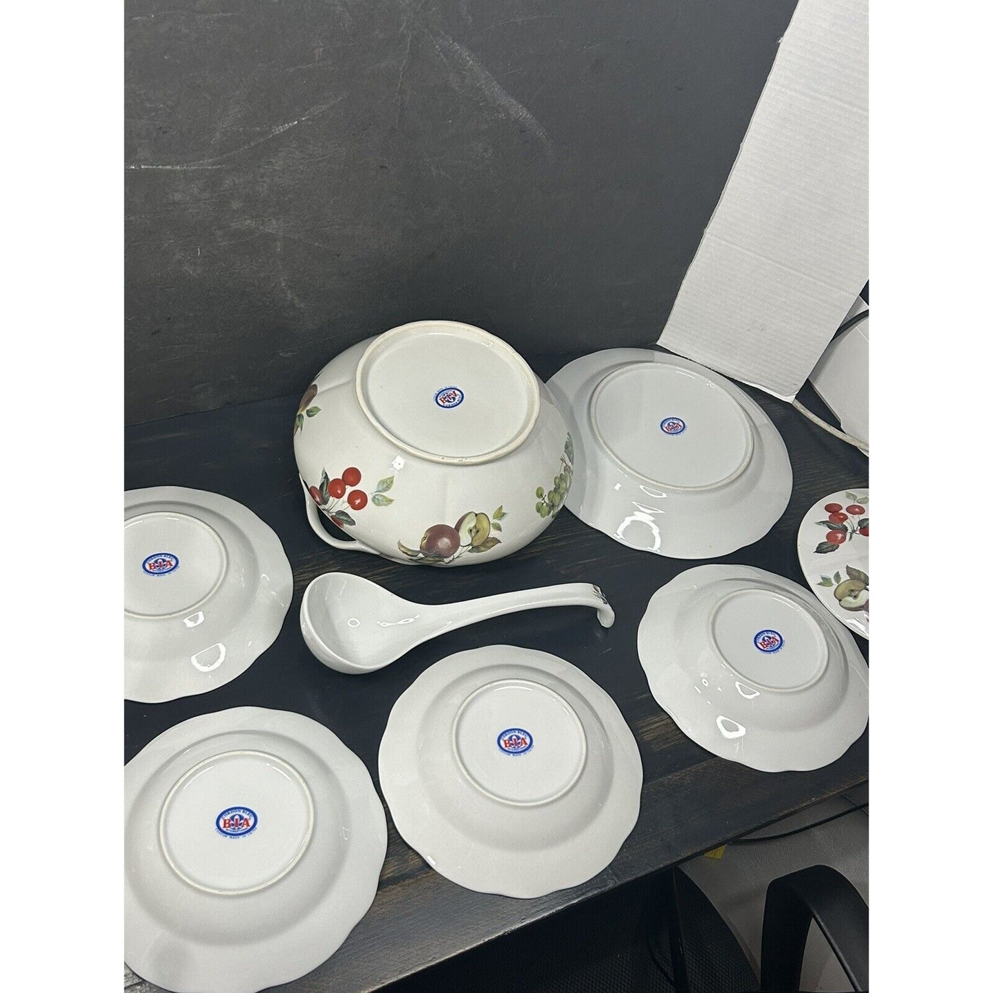 BIA International Cordon Bleu Fruit Tureen with Underplate, Ladle & 4 Soup Bowls