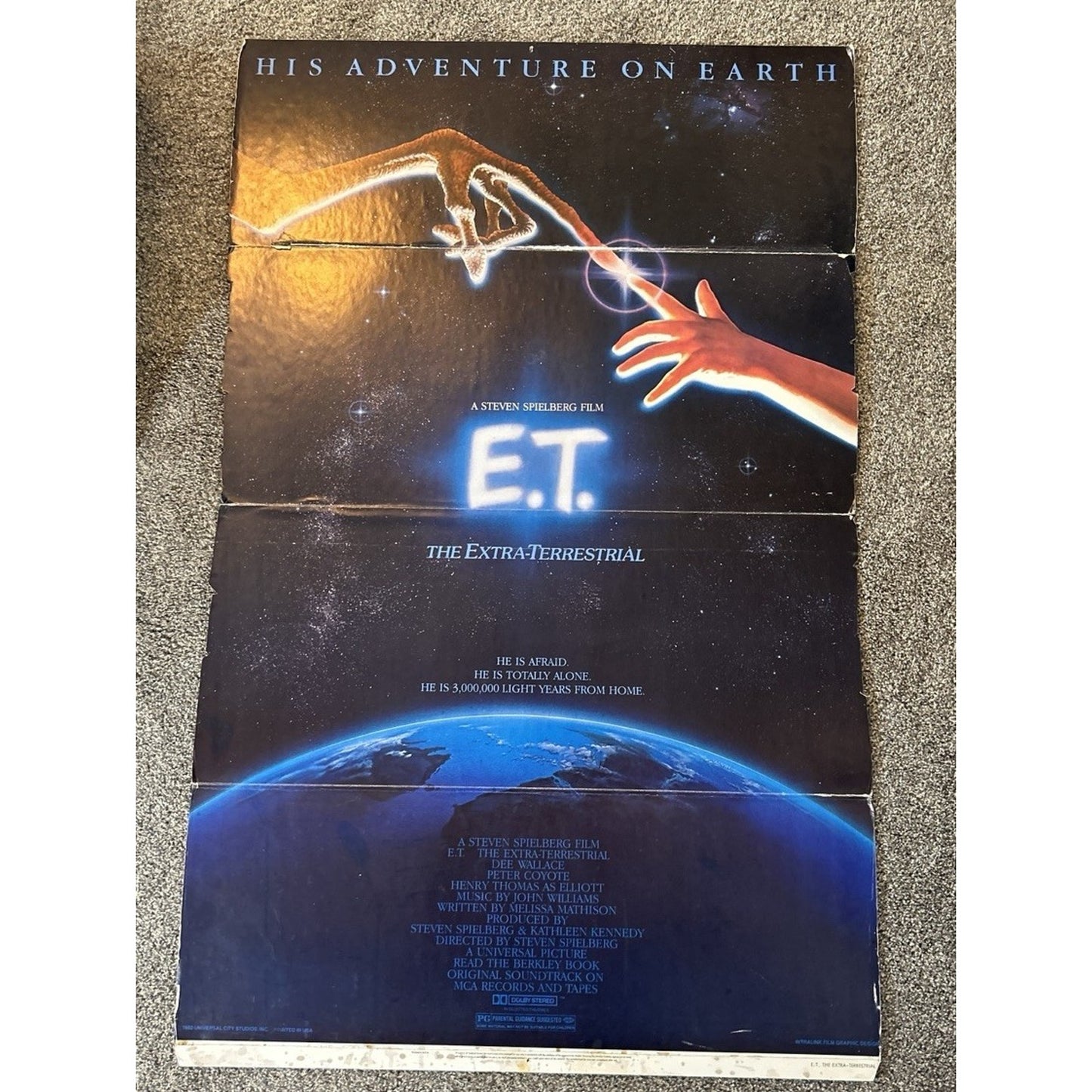 Vintage 1982 E.T. The Extra Terrestrial Original Movie Theater Standee Poster